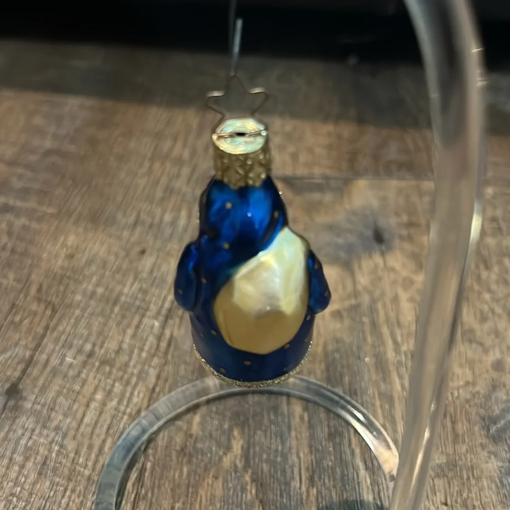 vintage blown glass Xmas ornament INGE-GLAS blue coat Old World SANTA belsnickle